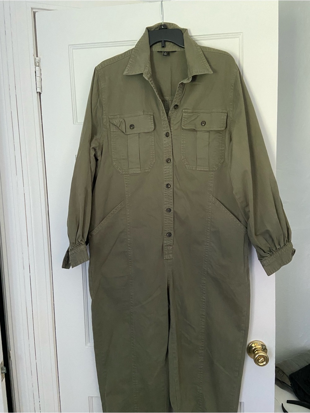 Banana Republic Olive Green Safari Utility Jumpsuit size Large L